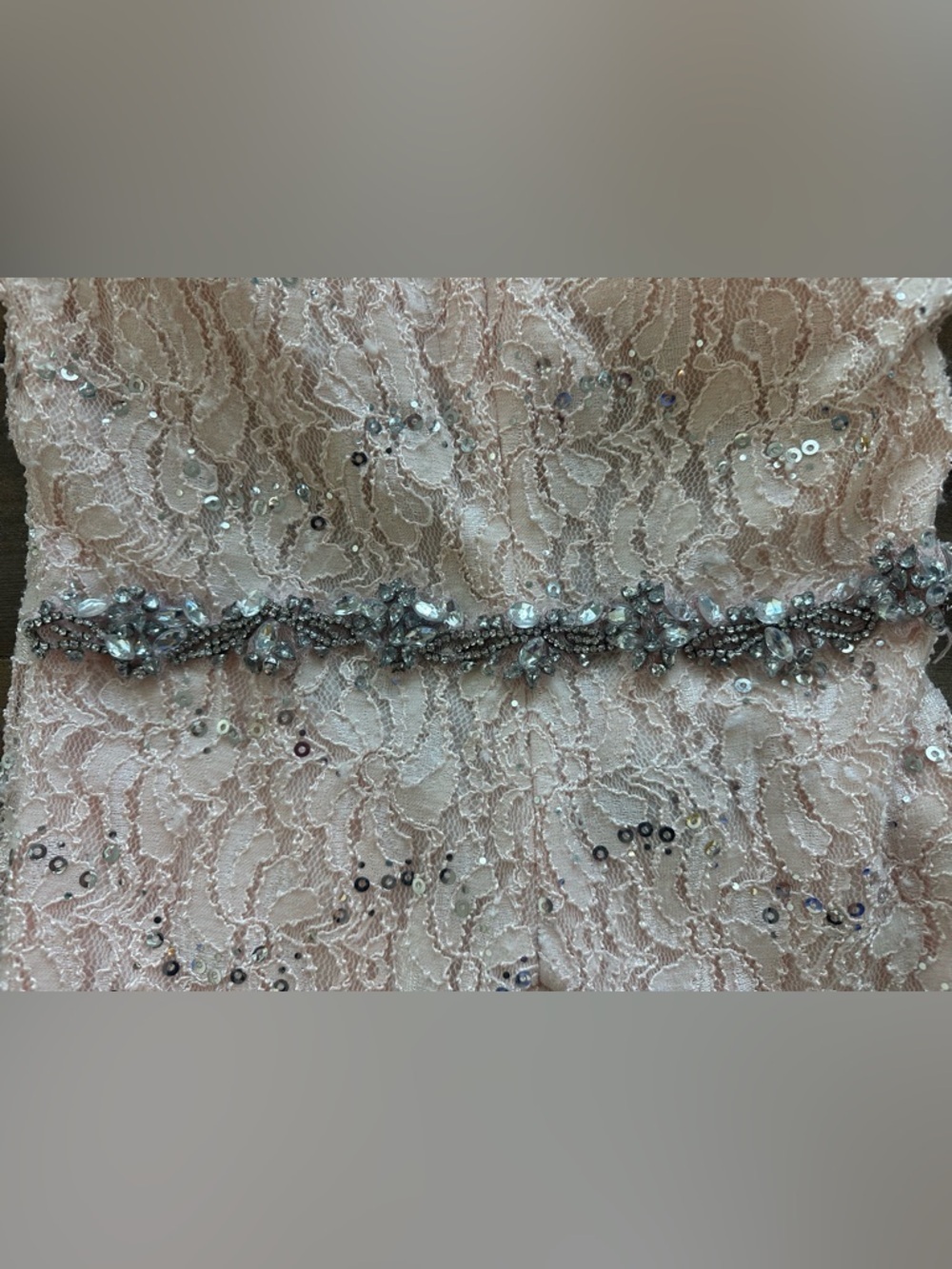My Michelle Blush Lace Maxi Dress Sequin Bridal Wedding Guest XS S 5 - Picture 3 of 9
